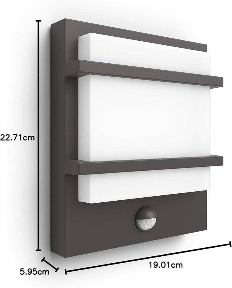 Philips myGarden LED Petronia Wandaussenleuchte mit Bewegungsmelder, Anthrazit Mit Bewegungssensor,