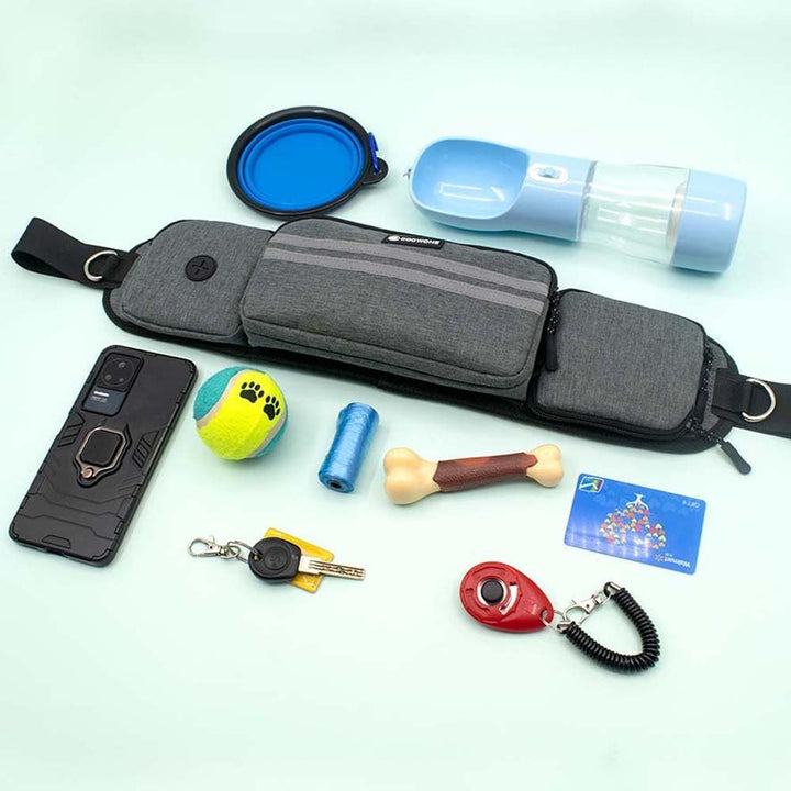 Leckerlitasche für Hunde, Bauchtasche für Hunde Zubehör-Leckerlibeutel mit Kotbeutelspender, reflekt