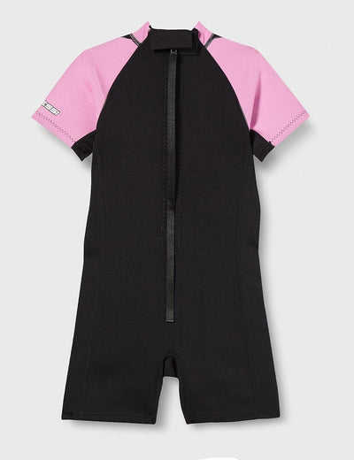 Cessi Smoby Shorty Wetsuit - Unisex Shorty Neoprenanzug 2 mm für Kinder Schwarz/Rosa 9/10 Jahre, Sch