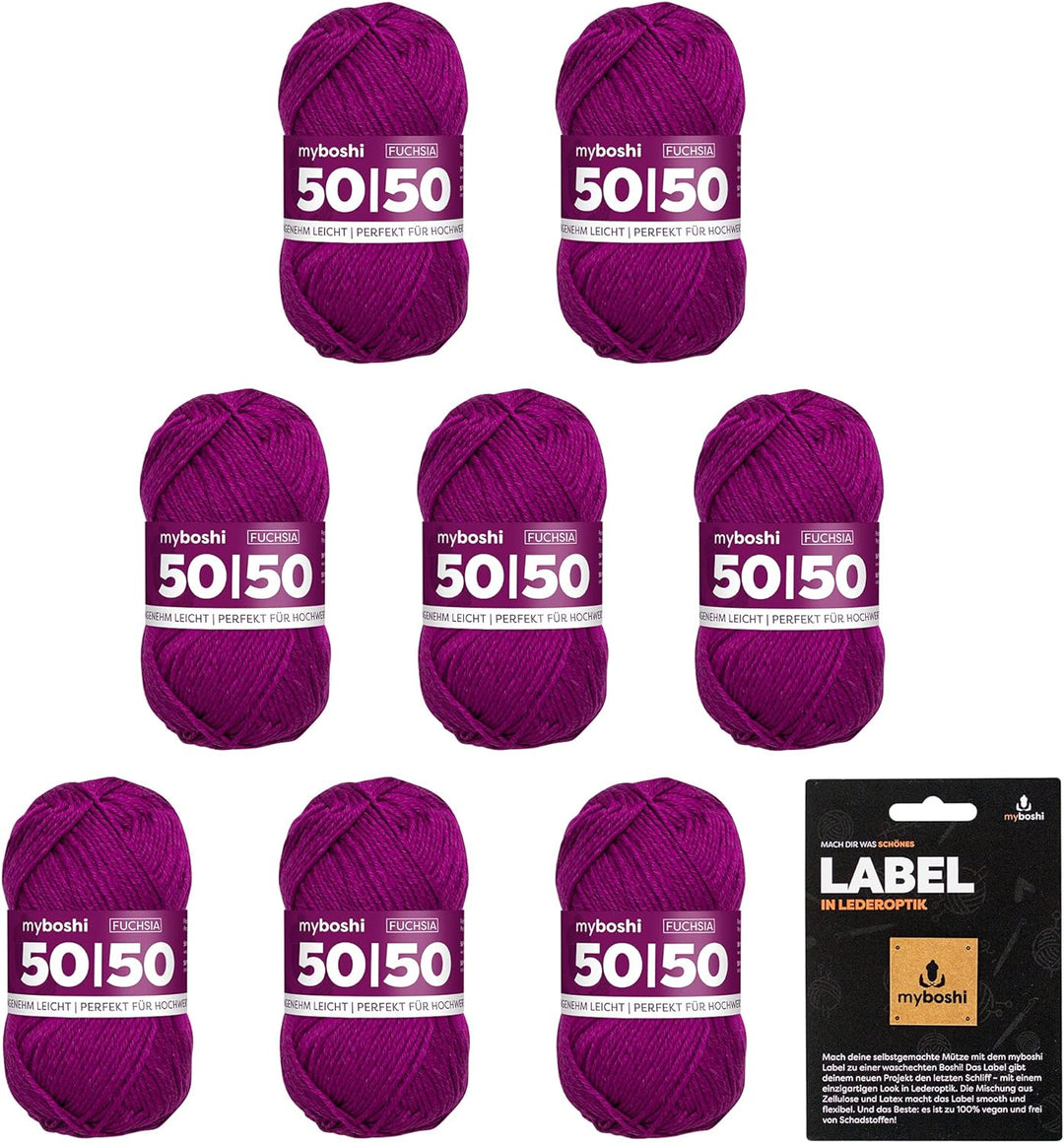 myboshi 50/50-Ganzjahres-Wolle, inkl. original myboshi Label in Lederoptik, für Oberbekleidung geeig