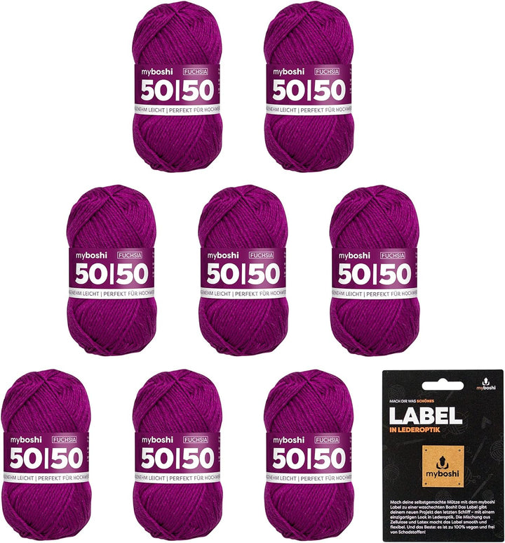 myboshi 50/50-Ganzjahres-Wolle, inkl. original myboshi Label in Lederoptik, für Oberbekleidung geeig