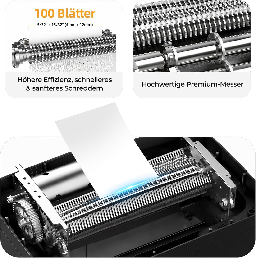 Automatischer 100 Blatt Aktenvernichter P-4 Partikelschnitt Aktenvernichter, 6 Blatt manuell, 60 Min
