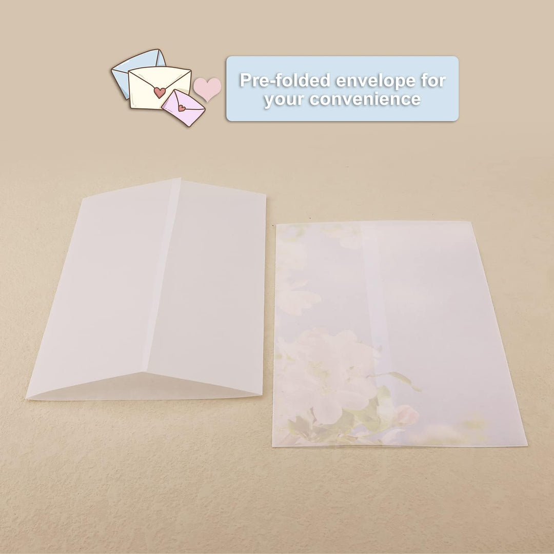 100 Stück Pergamentpapier für Einladungen, 13x18cm Vorgefaltet Vellum Paper Pergamenthüllen für Hoch