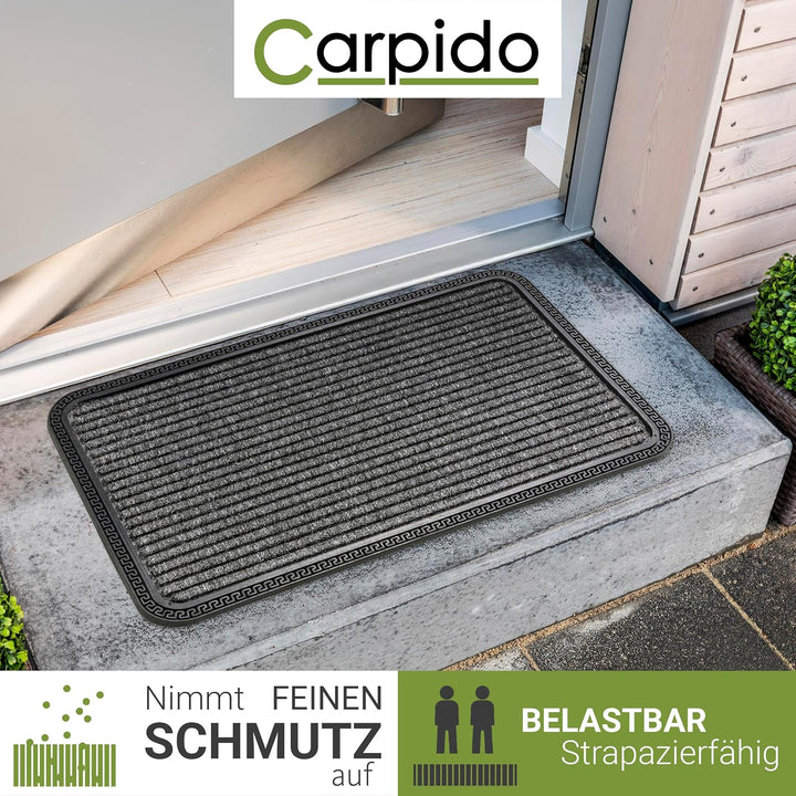 Carpido rutschfeste Fussmatte Aussen &amp; Innen - Grau Linien 2er Set 40 x 60 cm 40 x 60 cm - Rechtecki