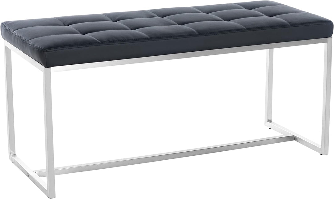 CLP Edelstahl Küchenbank Barci Kunstleder I Moderne 2er-Sitzbank Mit Polsterung Für Esszimmer Und Kü