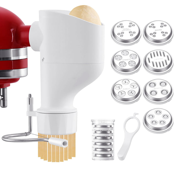 Gourmet Pasta Maker Aufsatz für KitchenAid Standmixer | 7 austauschbare Nudelplatten, für Spaghetti,