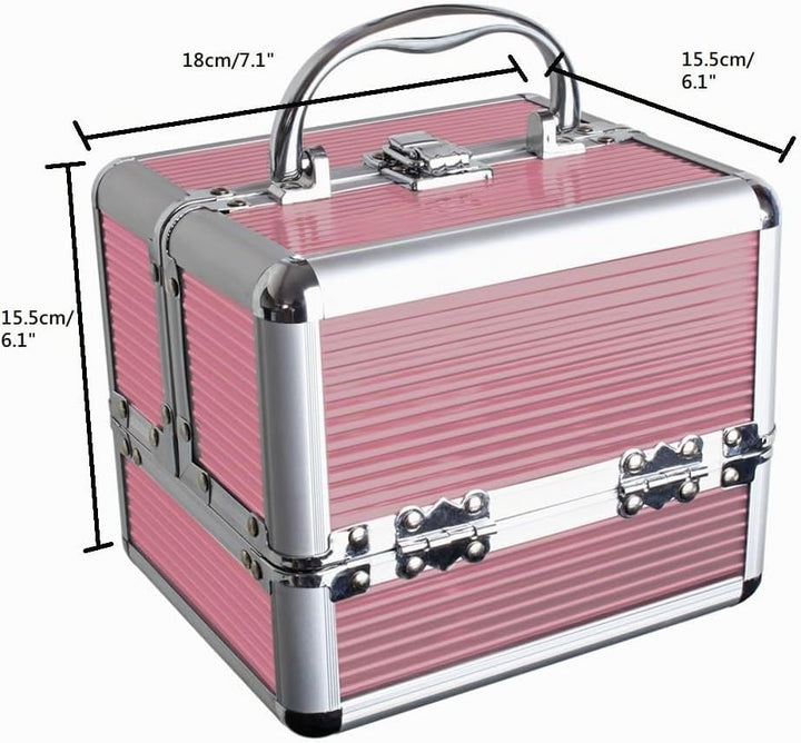 iGadgitz Home Mini Klein Aluminium Kosmetikkoffer, Schminkkoffer, Beautycase, Makeupbox - 4X ausklap