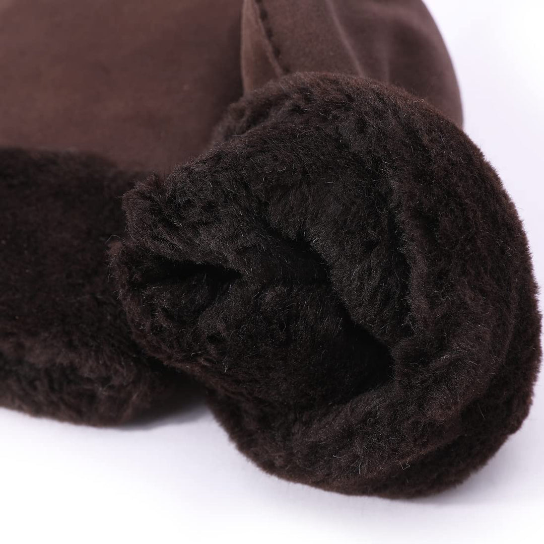 Harssidanzar Damen Fäustlinge,Winter Schaffell Lammfell beheizte warme pelzige Stulpenhandschuhe Led
