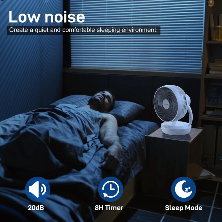 4UMOR Ventilator leise, DC Motor, 20dB Ultra Powerful Tischventilator, mit Touchpanel, 8H Timer, 3 W