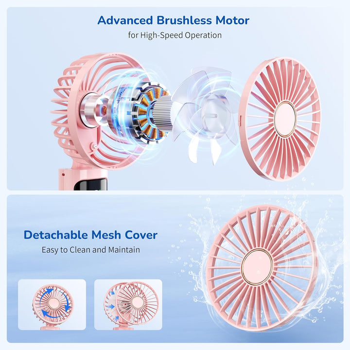 Handventilator, Tragbarer Mini Ventilator, 5200mAh Wiederaufladbar, Kleiner Taschenventilator Mit 6