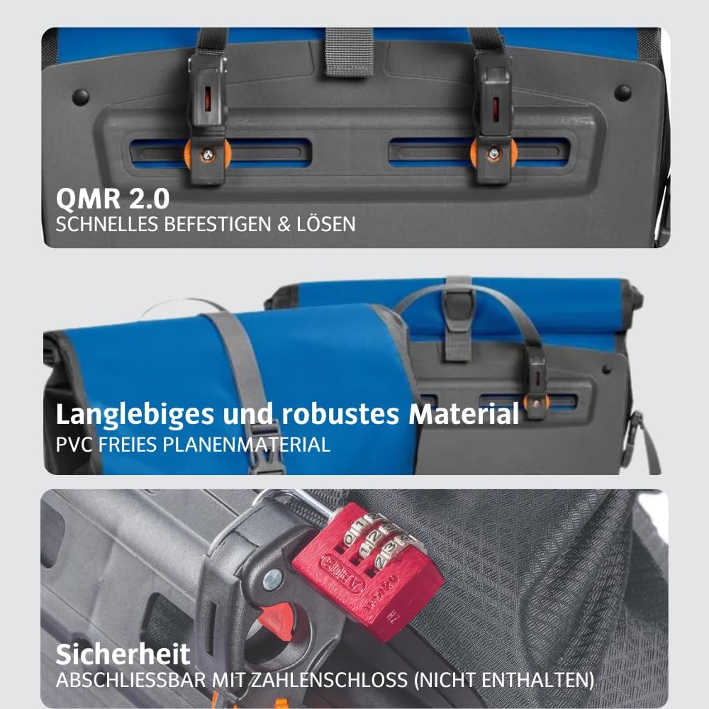 VAUDE Fahrradtasche für Gepäckträger Aqua Back Single 1 x 24 L in 24 l Blue, 24 l Blue