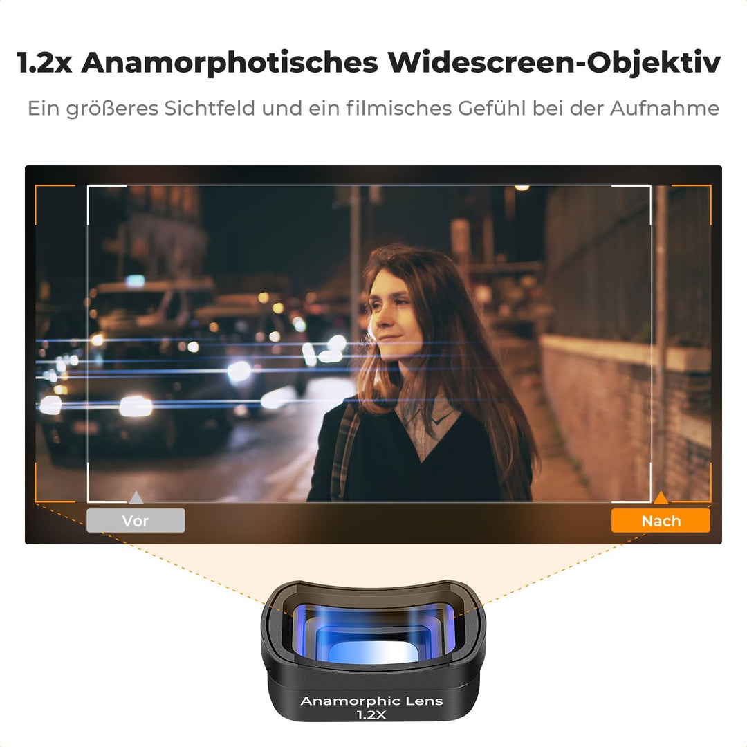 K&F Concept 1.2X Anamorphotisches Filter, kompatibel mit DJI Osmo Pocket 3, Blue Streak Effekt Wides