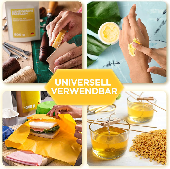 molinoRC 1kg Bienenwachs Pastillen [100% natürlich rein ohne Zusatz Anderer Wachse] - Premium Qualit