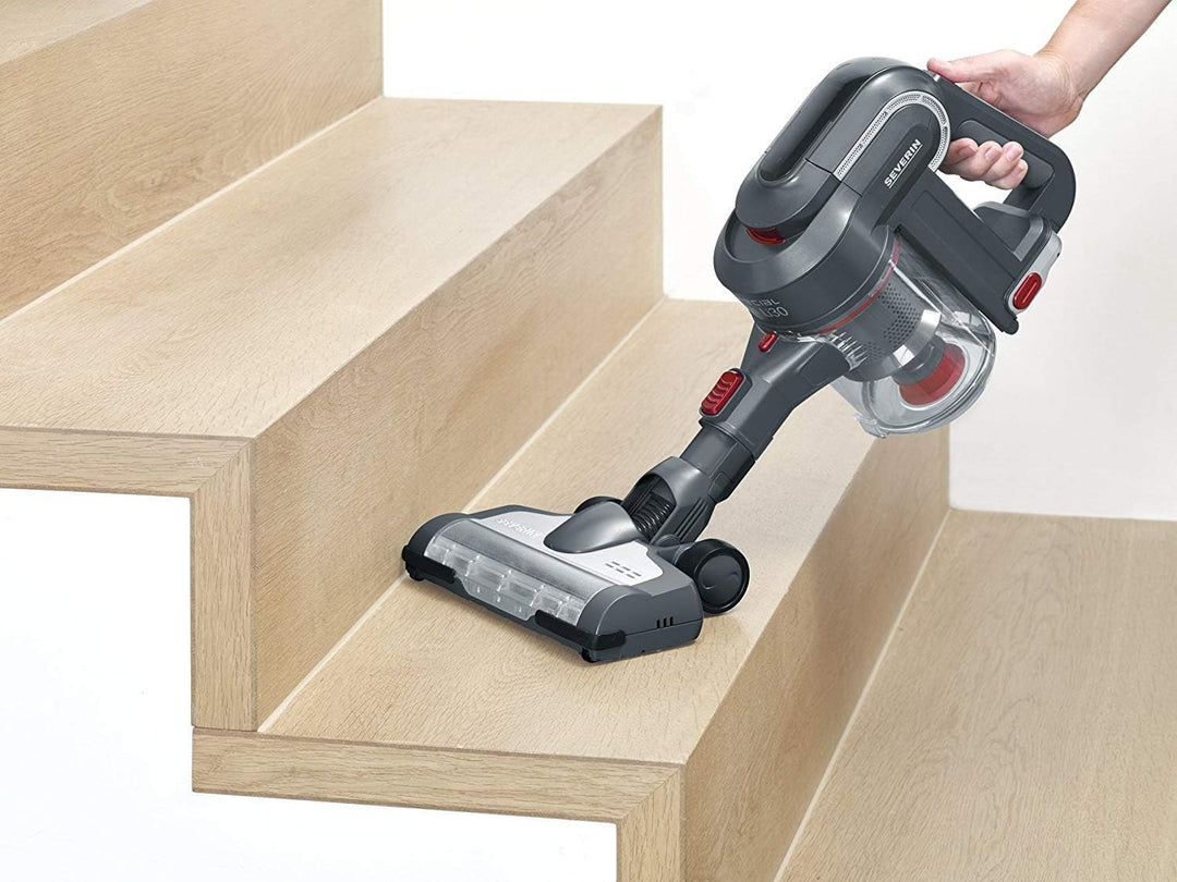 Severin HV 7165, Beutelloser Hand- und Stielsauger mit Elektrobürste und Digitalmotor, 22,2V Lithium