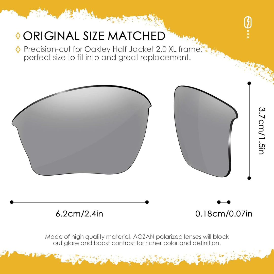 AOZAN ANSI Z87.1 Ersatzgläser kompatibel mit Oakley Half Jacket 2.0 XL OO9153 Sonnenbrille Gainsboro