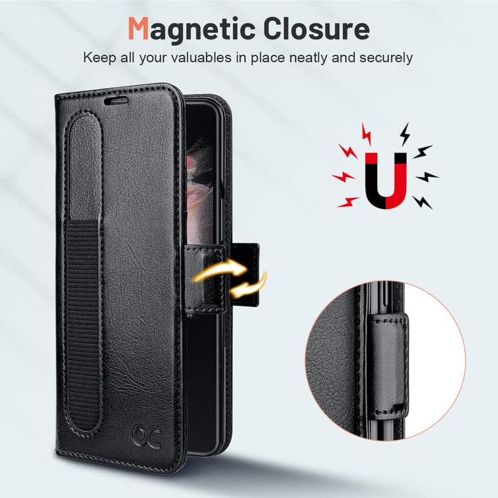 OCASE Hülle Samsung Galaxy Z Fold 4 5G Handyhülle mit [S Pen Halter] [Vorderseite Displayschutz] [Pr