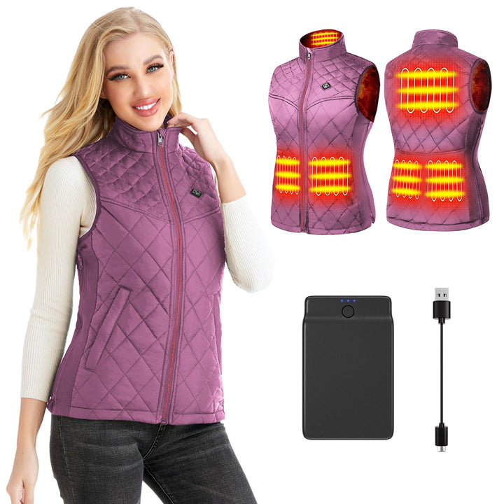 Beheizbare Weste, Beheizte Weste Damen Heizweste mit 12000mAh Powerbank, Beheizbare Jacke Heizjacke