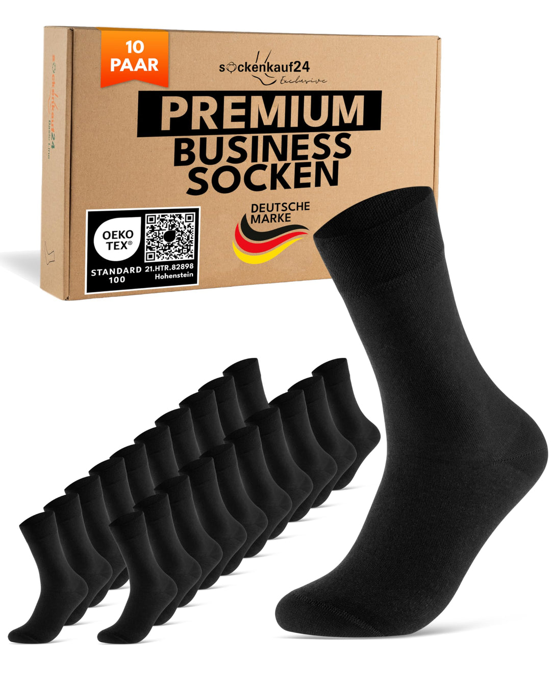 10 Paar Socken Herren Damen Business Herrensocken in Premium Qualität mit Komfortbund ohne Naht aus