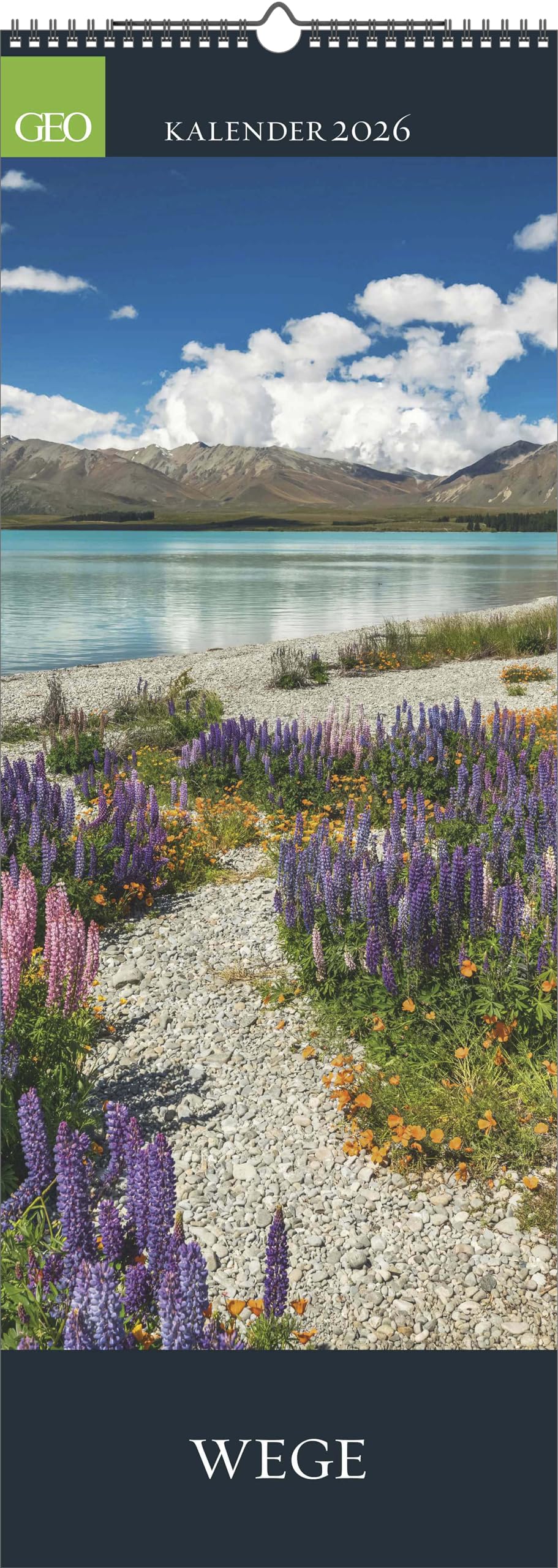 GEO - Wege 2026 - Wandkalender, 25 x 69 cm, 12 Bilder traumhafter Wege & Landschaften, deutsches Kal