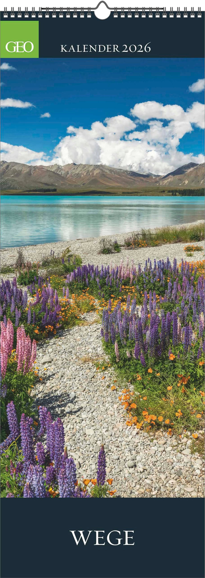 GEO - Wege 2026 - Wandkalender, 25 x 69 cm, 12 Bilder traumhafter Wege & Landschaften, deutsches Kal