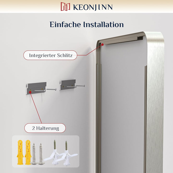 Keonjinn Wand Spiegel Nickel 152x90cm, Badezimmerspiegel Badspiegel mit Metallrahmen, Gehärtetes Gla