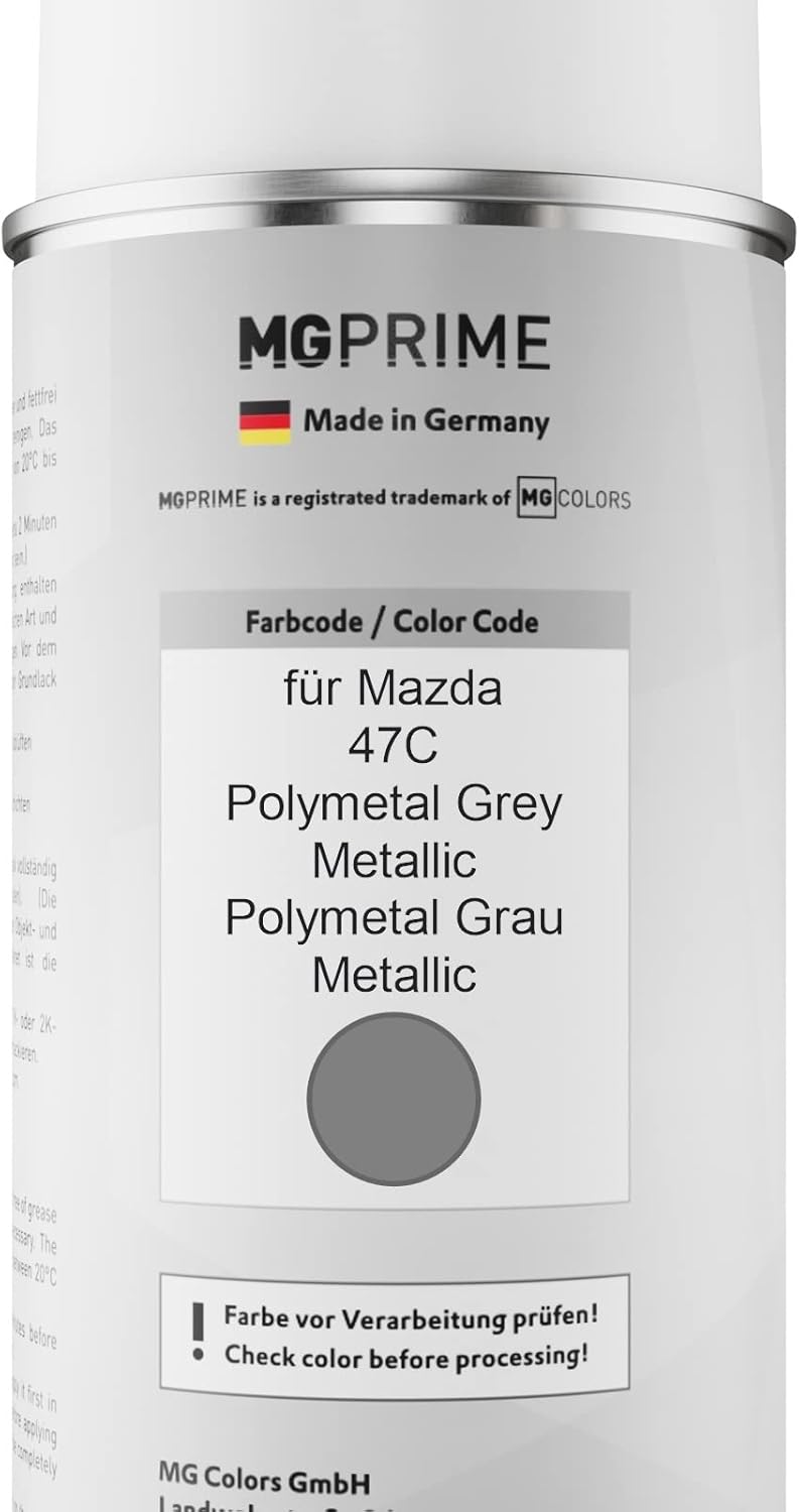 MG PRIME Autolack Sprühdosen Set für Mazda 47C Polymetal Grey Metallic/Polymetal Grau Metallic Basis