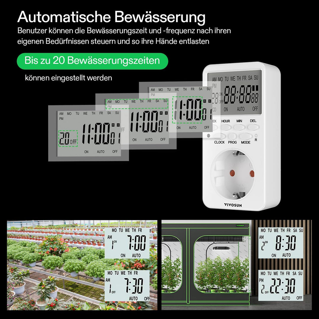 VIVOSUN Bewässerungssystem automatisches Tropfbewässerungsset 15W mit Pumpe,Timer und Regler,8 Tropf