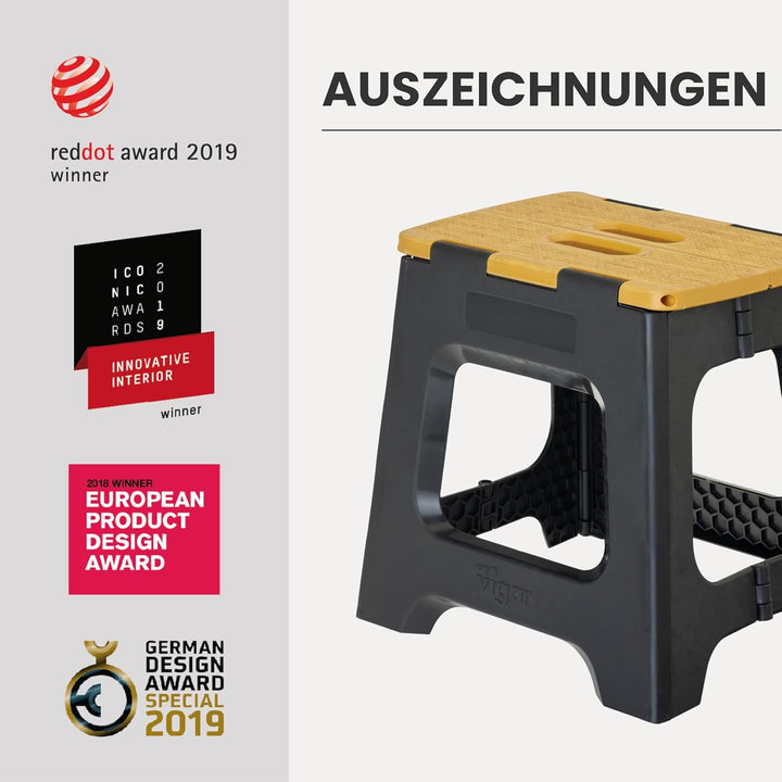 Vigar Kompakte Tritthocker Klappbar für Erwachsene, 32 cm, Klapphocker Faltbar 150 kg rutschfest, Le