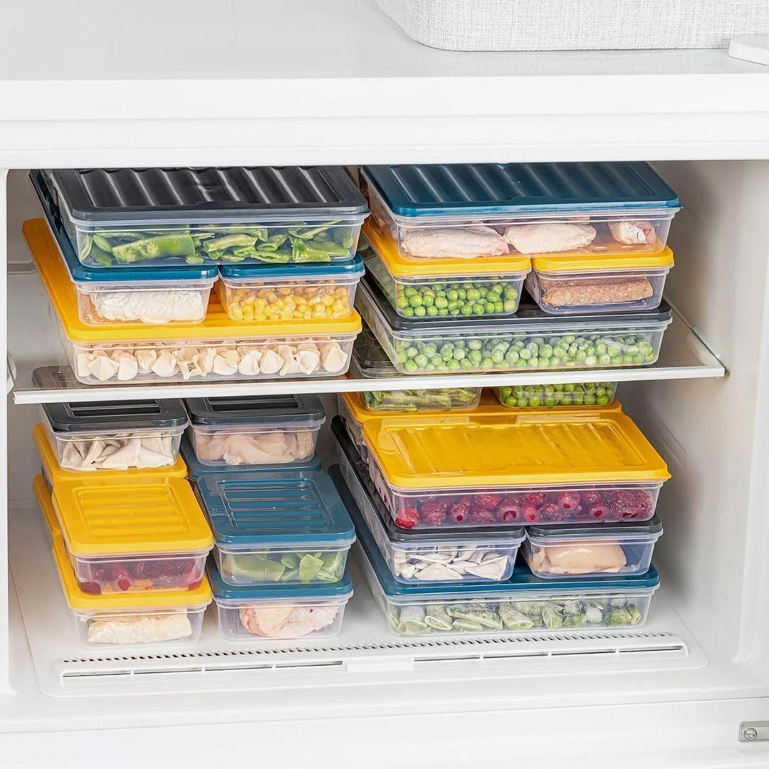 Stapelbare Frischhaltedosen, Vorratsdosen-Set, Gefrierfach & Kühlschrank Organizer mit Deckel, Frost