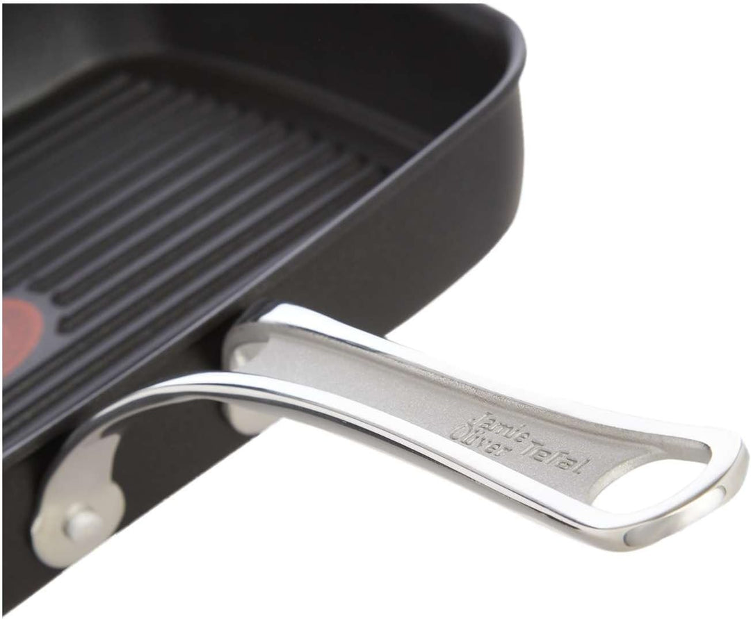 Tefal Premium Aluguss Grillpfanne by Jamie Oliver E21141 | 23x27cm +/- 0,5 cm | Titanium Pro Antihaf