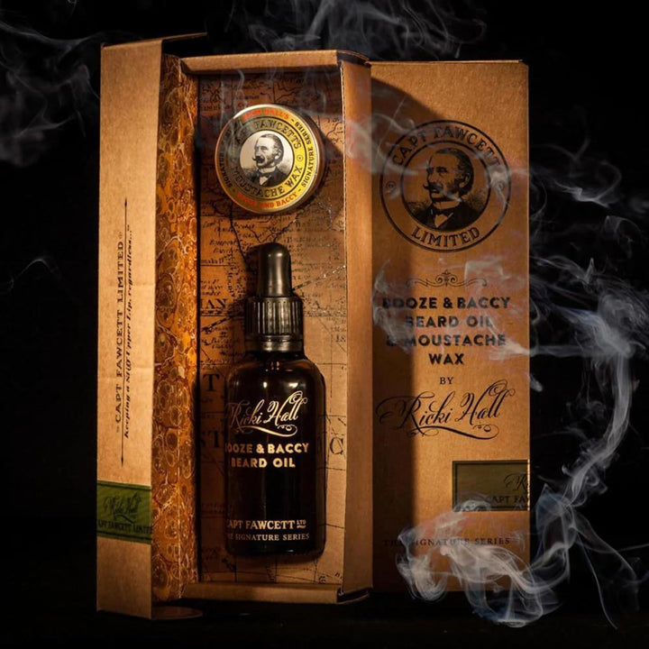 Captain Fawcett's: Ricki Hall's Booze & Baccy Beard Oil & Moustache Wax - Geschenkset