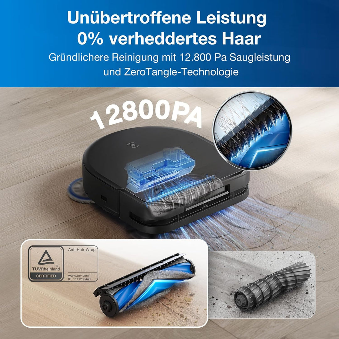 ECOVACS DEEBOT X5 Omni Saugroboter mit Wischfunktion, 12,800Pa Saugkraft, ZeroTangle Technologie, Tr