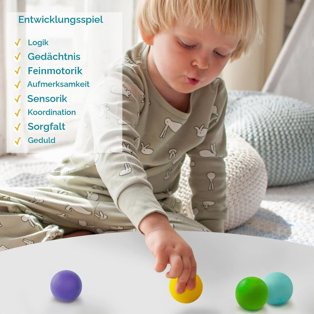 Ulanik Grosse Holzkugeln Bunt Kleinkinder Montessori Spielzeug ab 1 Jahr + Baby Pädagogisches Holzsp