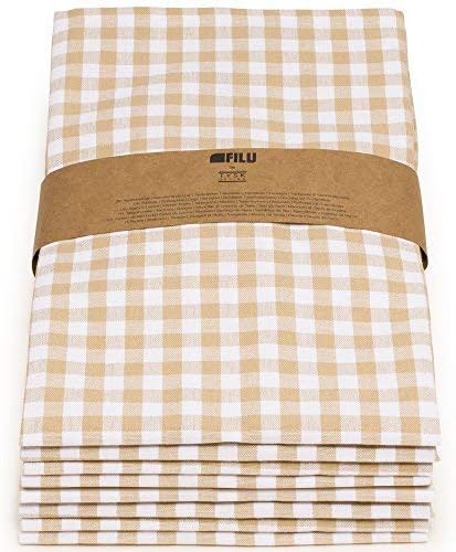 FILU Geschirrhandtücher 8er Pack Beige / Weiss kariert (Farbe und Design wählbar) 45 x 70 cm - hochw