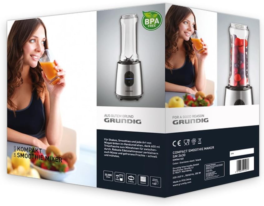 Grundig Standmixer, Edelstahl, Silber, 12 x 12 x 36 cm