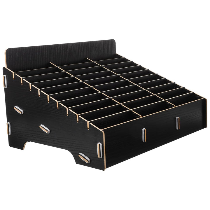 Operitacx Holz Handy Aufbewahrungsbox Mit 30 Fächern, Multi-Grid Handygarage Telefon Rechner Halter