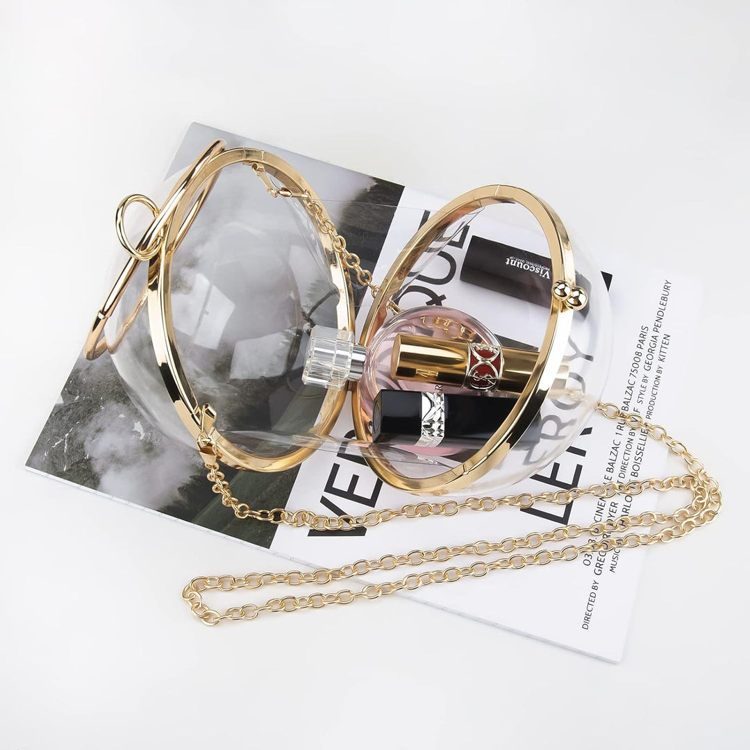 Linkidea Sphere Klare Geldbörse, Acrylbox Abendtasche, Damen Klar Messenger Schultertasche für Party