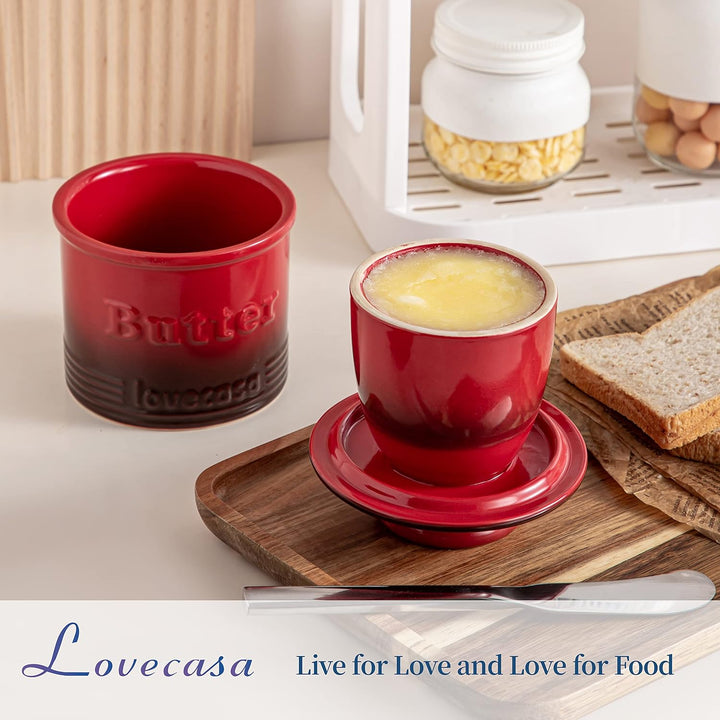 Butterglocke 180ml mit Deckel, LOVECASA Französische Butterdose mit Wasserlinie, Butterschale mit De
