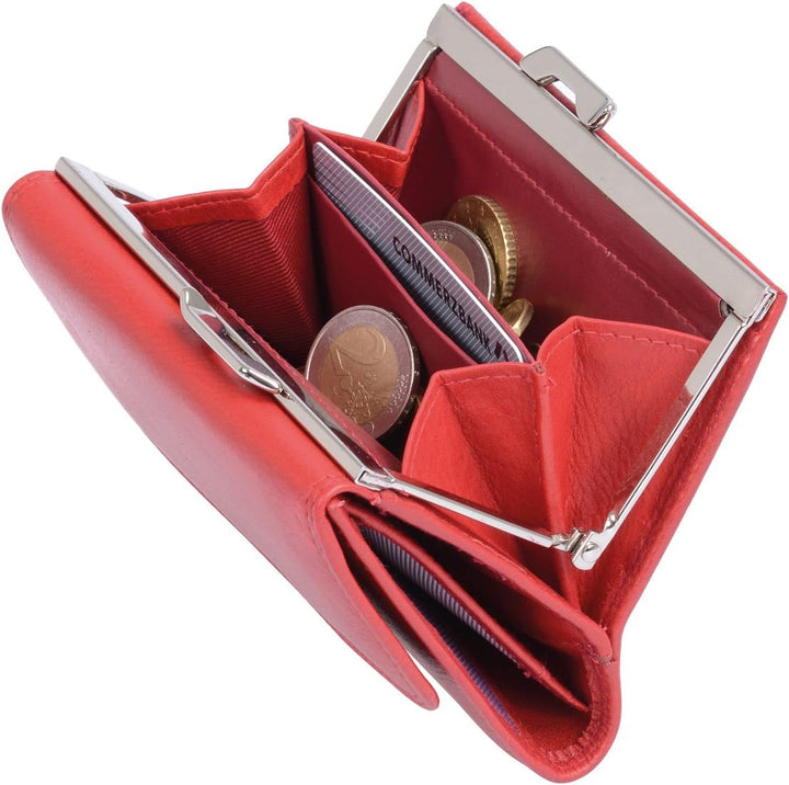 Damenknipsbörse LEMONDO in Echt-Leder, rot, 10x12cm