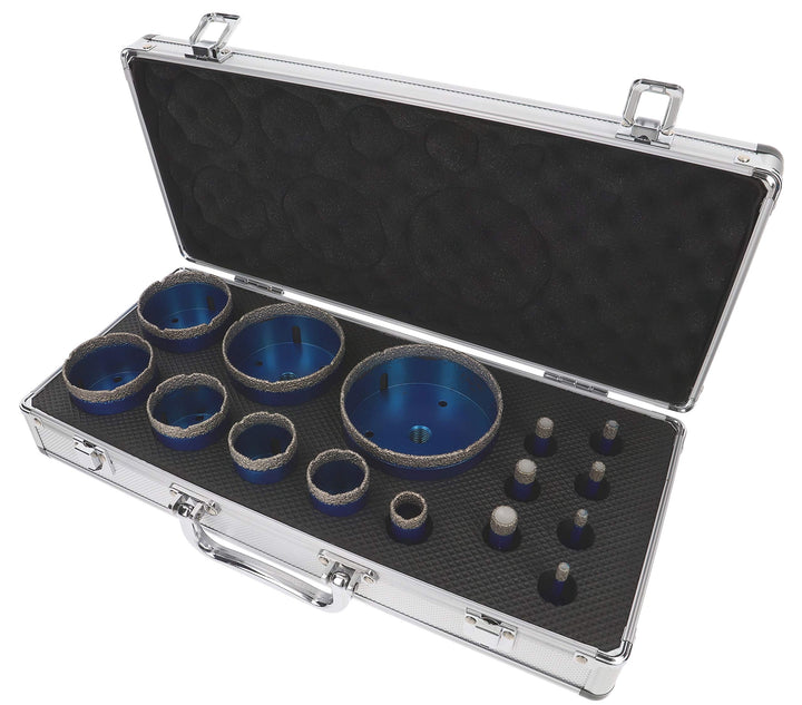 PRODIAMANT Diamantbohrer Set Fliese Feinsteinzeug trocken 15-teilig 6mm 8mm 10mm 12mm 14mm 20mm 35mm