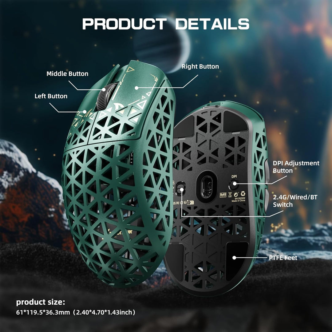 ATTACK SHARK R5 Ultra Carbonfaser HyperSpeed Kabellose Gaming-Maus, 39g ultraleichte Maus, 2,4G/BT/U