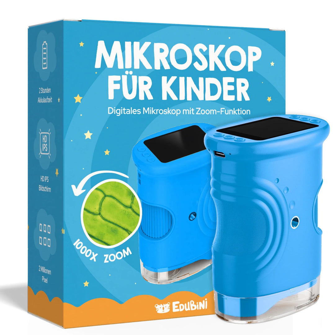 Edubini Digitales Mikroskop für Kinder [1000-fache Vergrösserung] - Tragbares Taschenmikroskop für G