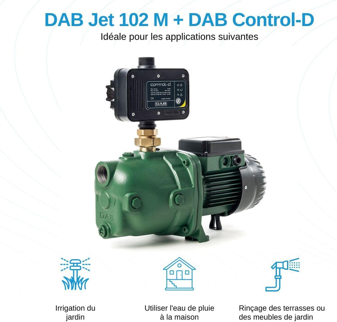 DAB Jet 102 M + DAB Control-D Hauswasserautomat - 3.600 L/Std. - 1130W - Förderhöhe 54 m - Automatis