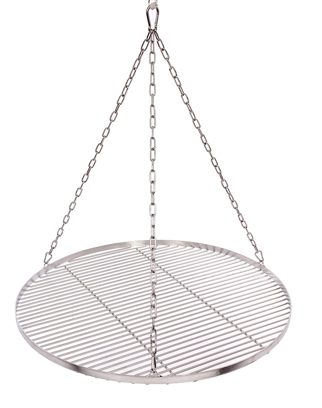 Massives Grillrost Ø 80 cm mit Kette Edelstahl 6 mm Grillstabdicke Stababstand 14 mm für Schwenkgril