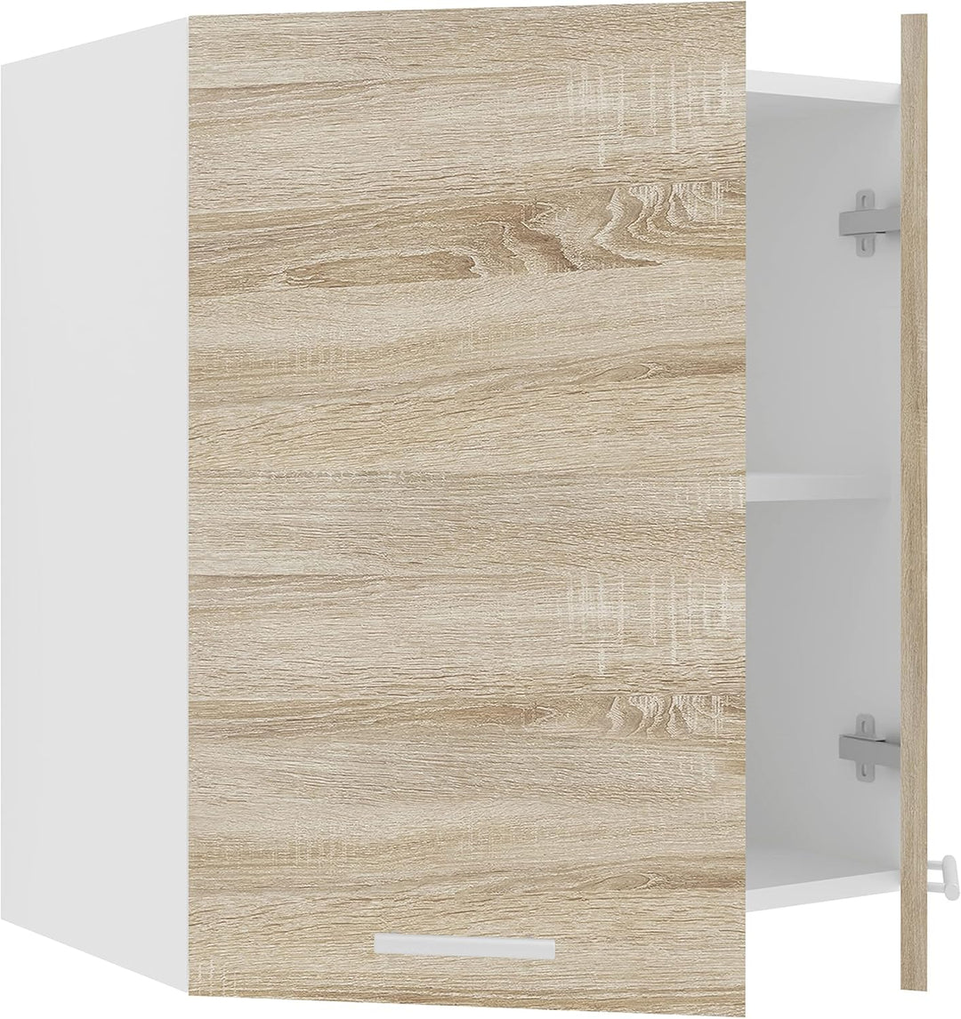 VCM Küchenschrank Breite 60 cm Holztür Hängeschrank Küche Küchenmöbel Esilo Weiss/Sonoma-Eiche Weiss