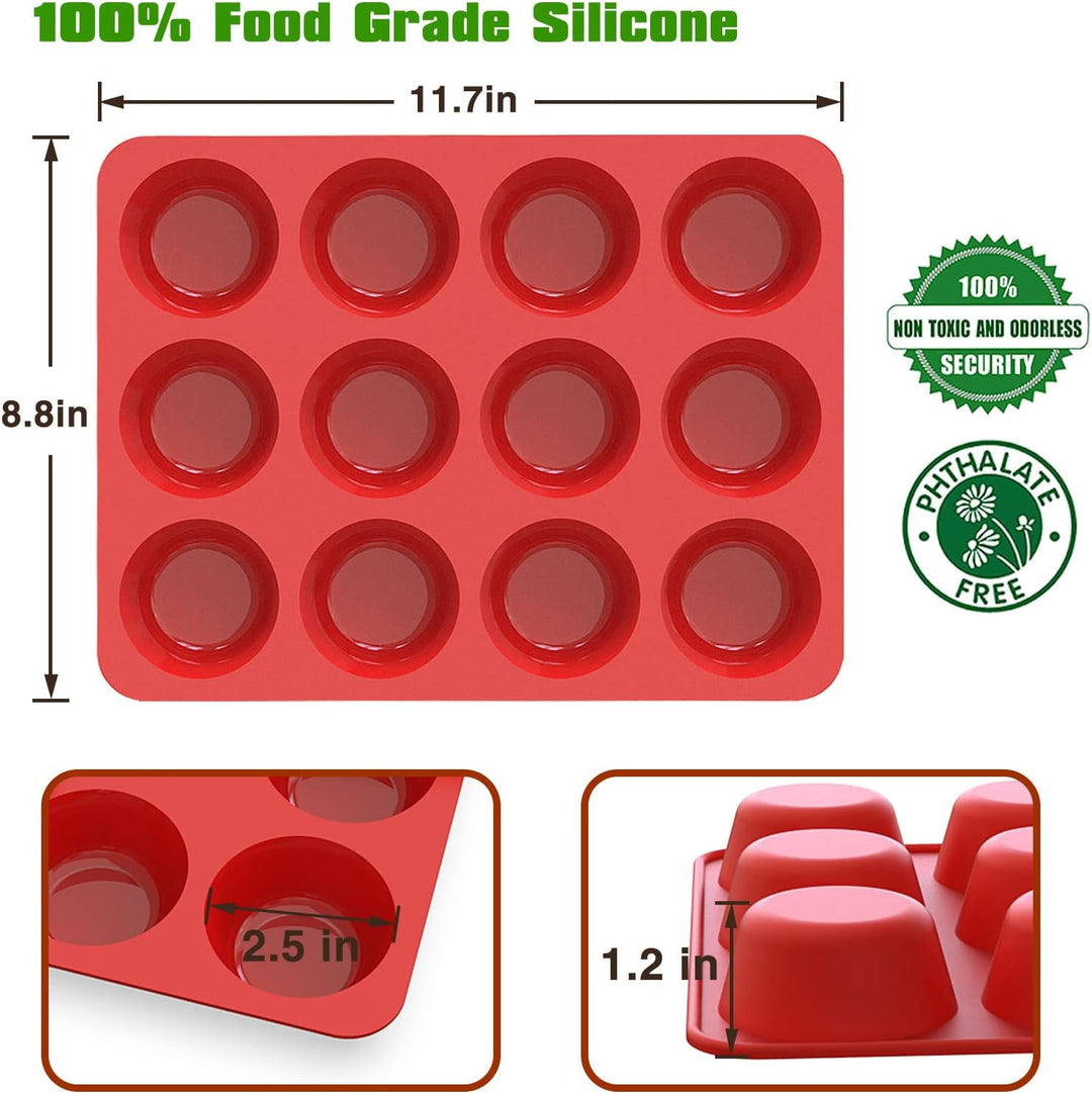SILIVO Muffinform Silikon für 12 Muffins - 2 Stück Silikon Muffinförmchen, Cupcake Formen, Muffin Ba