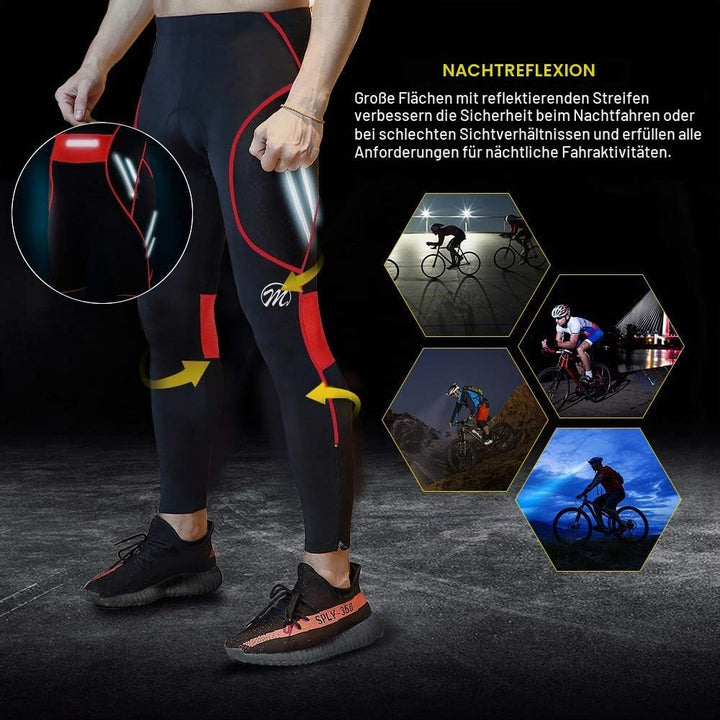 MEETWEE Herren Radlerhose Lange Fahrradhose, Kompression Radhose Leggings Radsport Hose für Männer E
