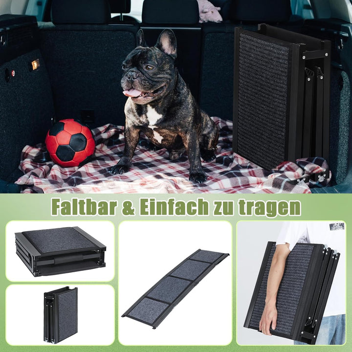 SMONTER 180cm Extra Long Hunderampe Auto klappbar mit High Traction Teppichoberfläch, einstiegshilfe