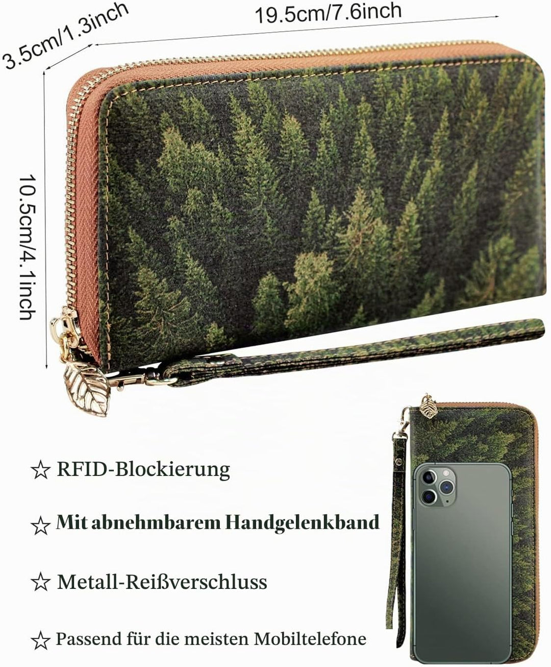 boshiho Kork Geldbörse Damen Vegan Portemonnaie aus Kork Grosse Nachhaltig RFID-Schutz Geldbeutel Ve