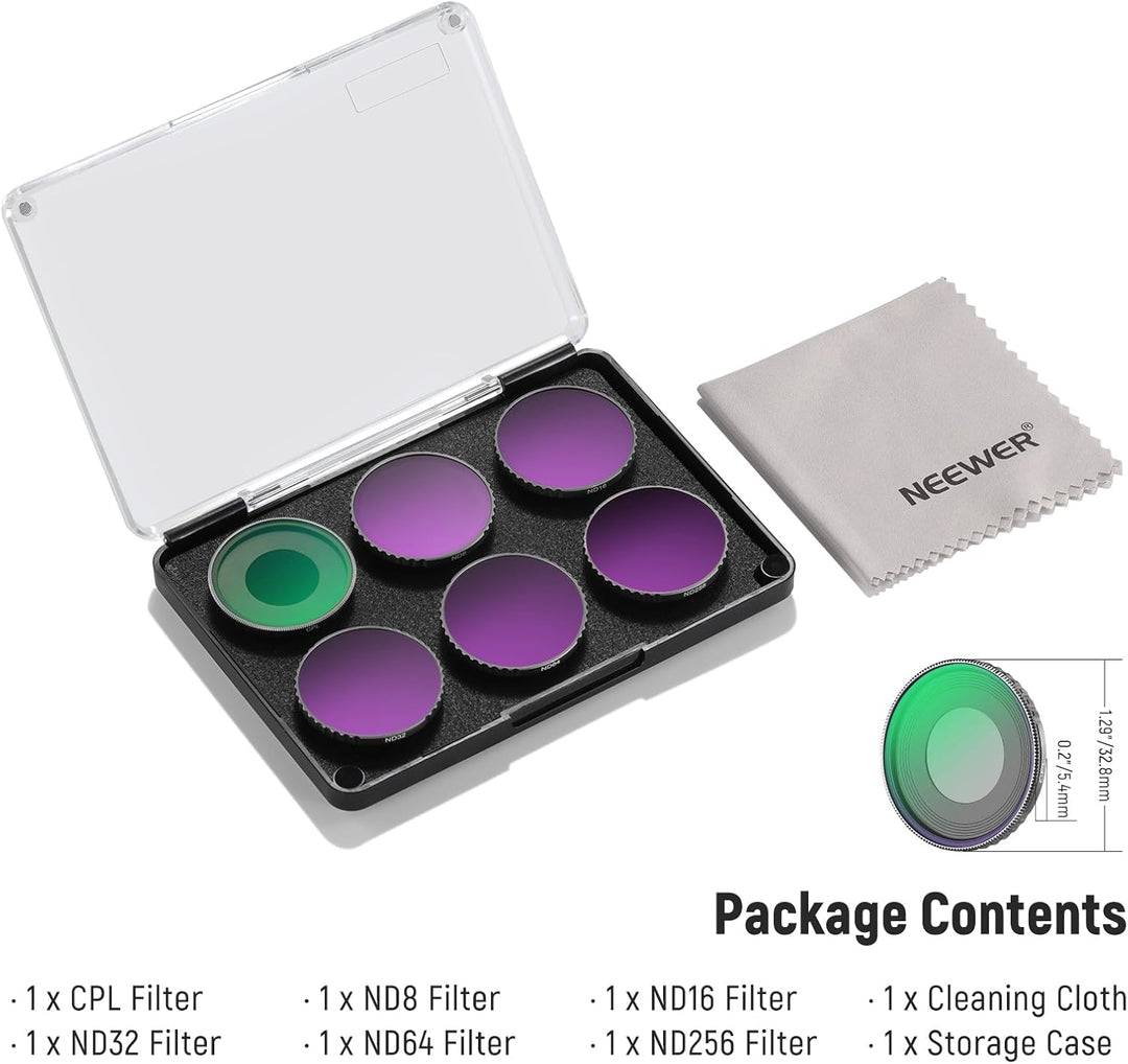 NEEWER 6er Pack ND Filter Set Kompatibel mit DJI Osmo Action 5 Pro/Action 4, Mehrfachbeschichtetes H